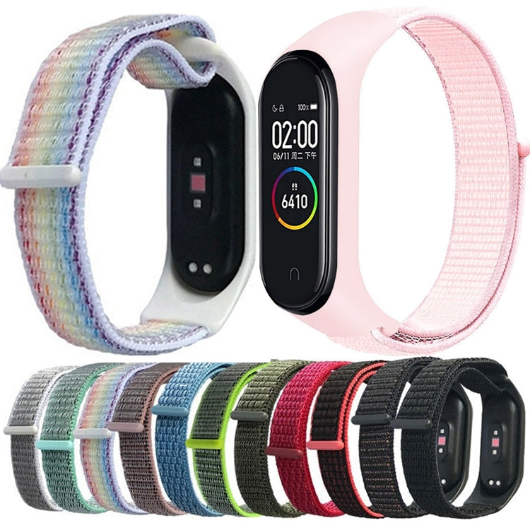 Nylon weave watch band set for Mi Band 7, colorful, blue and pink styles