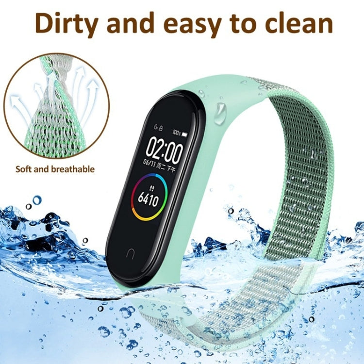 Nylon weave watch band in mint green, breathable woven strap design