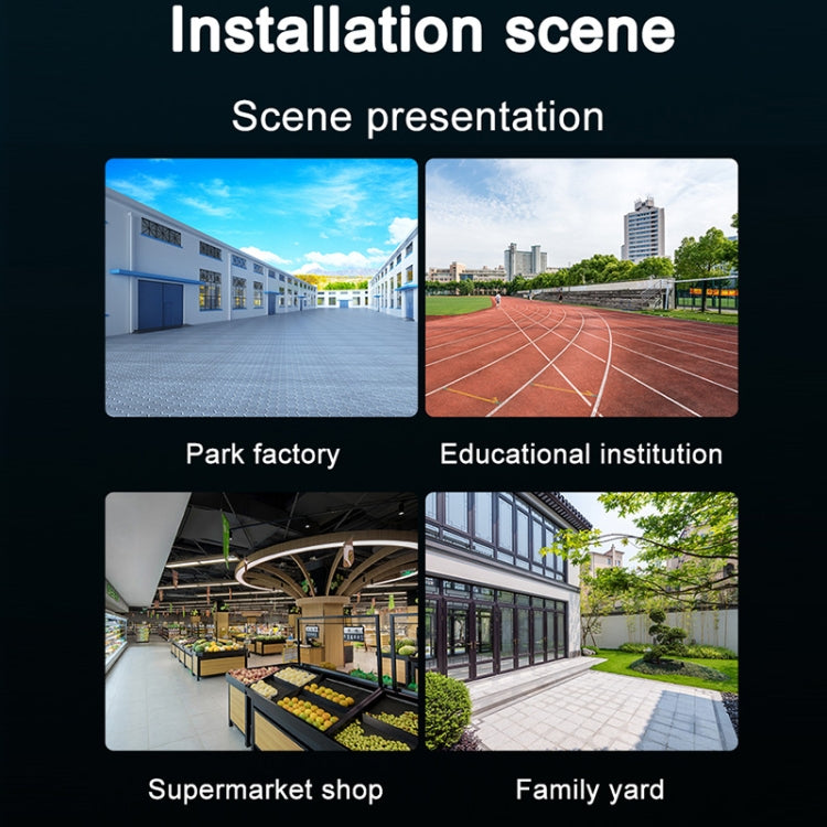 Wireless intercom camera installation scene graphic showing use locations