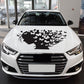 Car front hood butterfly girl decal, black silhouette with white butterflies