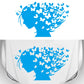 Butterfly girl decorative sticker, blue silhouette with light butterflies