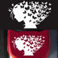Butterfly girl decorative sticker, white silhouette on dark and red car hood
