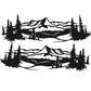Mountains and pine tree car decorative vinyl sticker, black silhouette on plain background