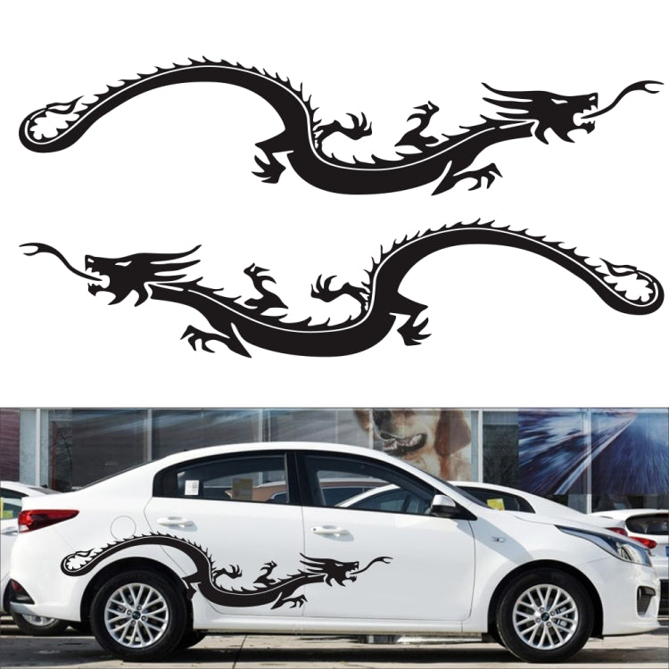 2-piece dragon car decal sticker set, black dragon designs