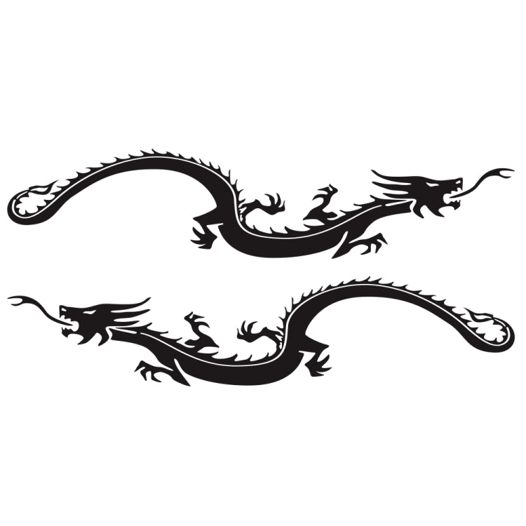 2-piece dragon car decal sticker set, black dragon pair