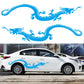 2-piece dragon car decal sticker set, blue dragon design