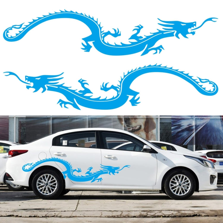 2-piece dragon car decal sticker set, blue dragon design