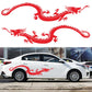 2-piece dragon car decal sticker set, red dragon design