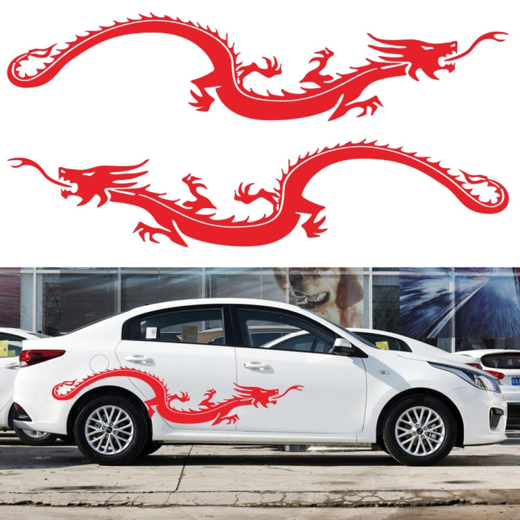 2-piece dragon car decal sticker set, red dragon design