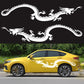 2-piece dragon car decal sticker set, black dragon design on yellow car