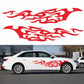 Flame pattern car decal set, red flame scroll decals on white sedan