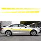 Car side stripe decorative sticker set with yellow checkered flag pattern on silver sedan