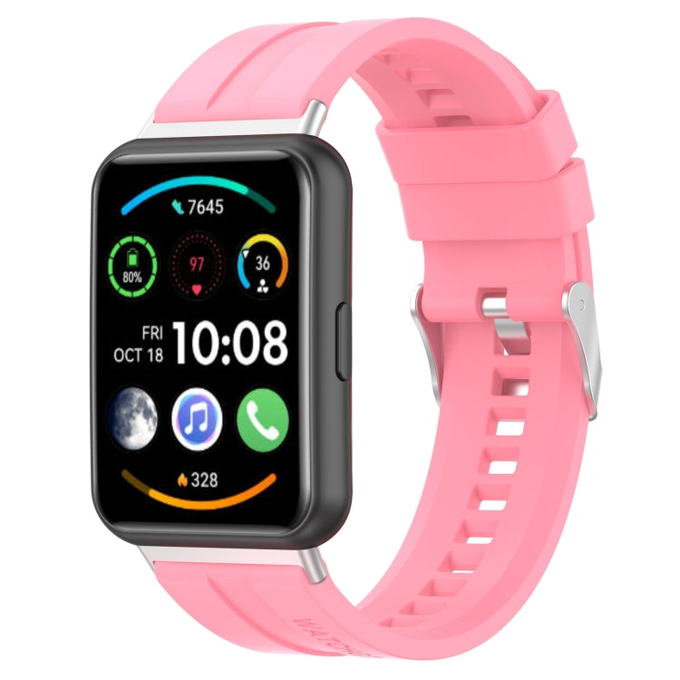 Tire tread watch band for Huawei Watch Fit 2, pink silicone strap with clasp