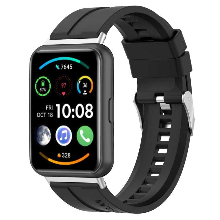 Tire tread watch band for Huawei Watch Fit 2, black silicone strap with clasp