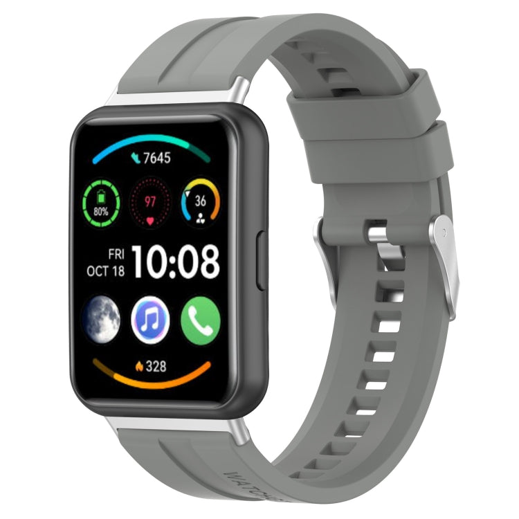 Tire tread watch band for Huawei Watch Fit 2, light gray silicone strap with clasp