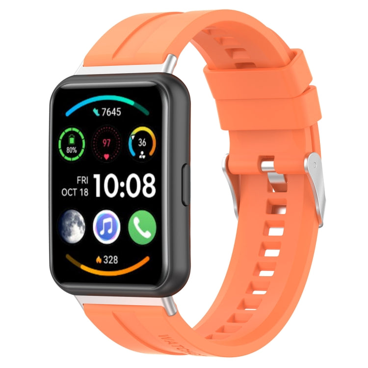 Tire tread watch band for Huawei Watch Fit 2, orange silicone strap with clasp