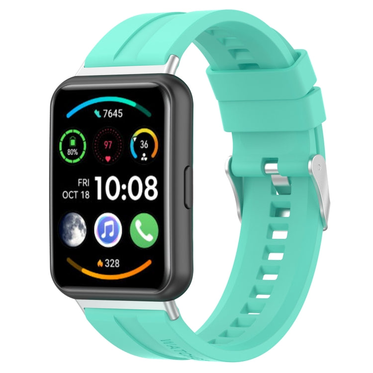 Tire tread watch band for Huawei Watch Fit 2, mint green silicone strap with clasp