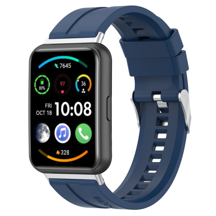 Tire tread watch band for Huawei Watch Fit 2, navy blue silicone strap with clasp