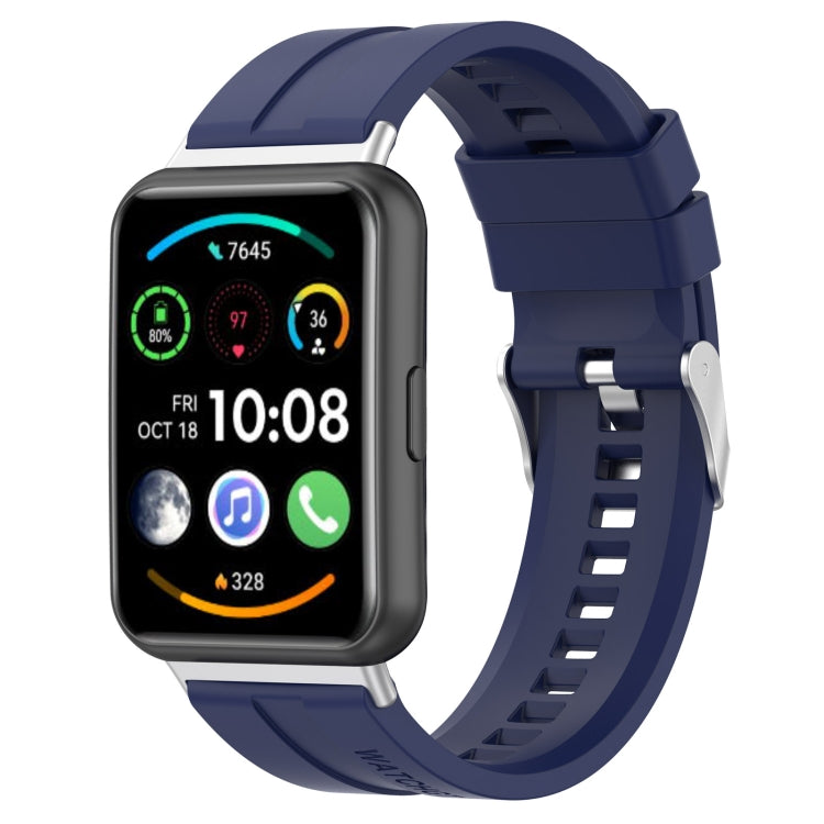 Tire tread silicone smartwatch band in dark blue with buckle clasp