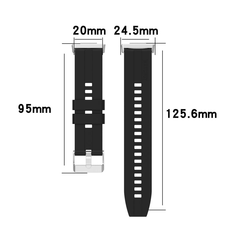 Tire tread watch band for Huawei Watch Fit 2, black silicone strap with ridged links