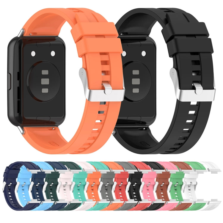 Tire tread watch band set for Huawei Watch Fit 2, orange and black straps with sizes shown