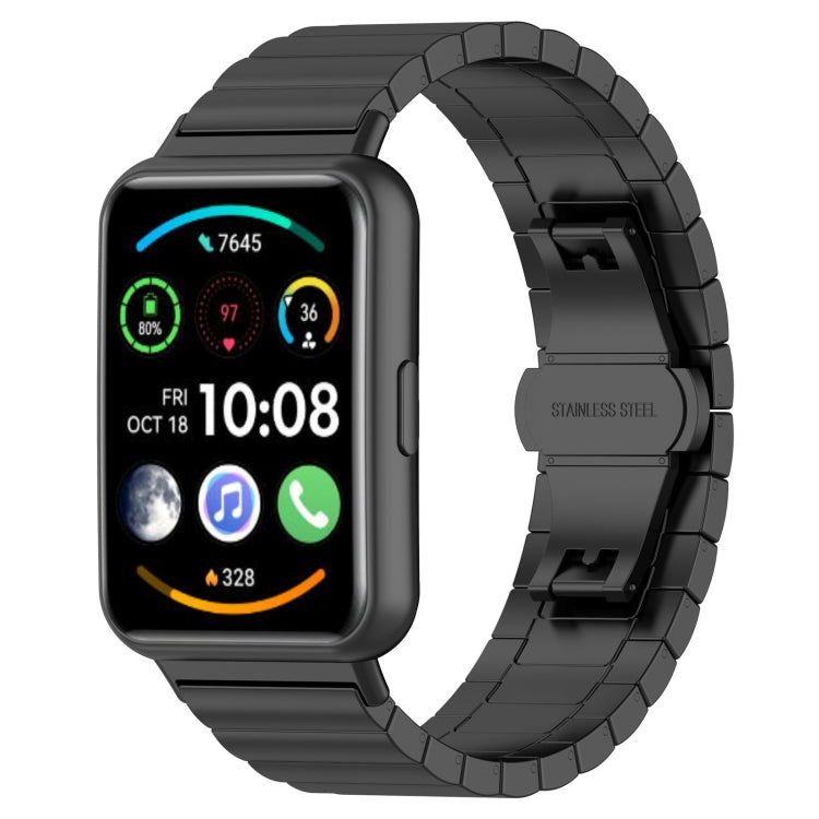 Black one-bead metal stainless steel watch band for Huawei Watch Fit 2, with clasp
