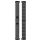 Black one-bead metal stainless steel watch band, pair of straps shown flat
