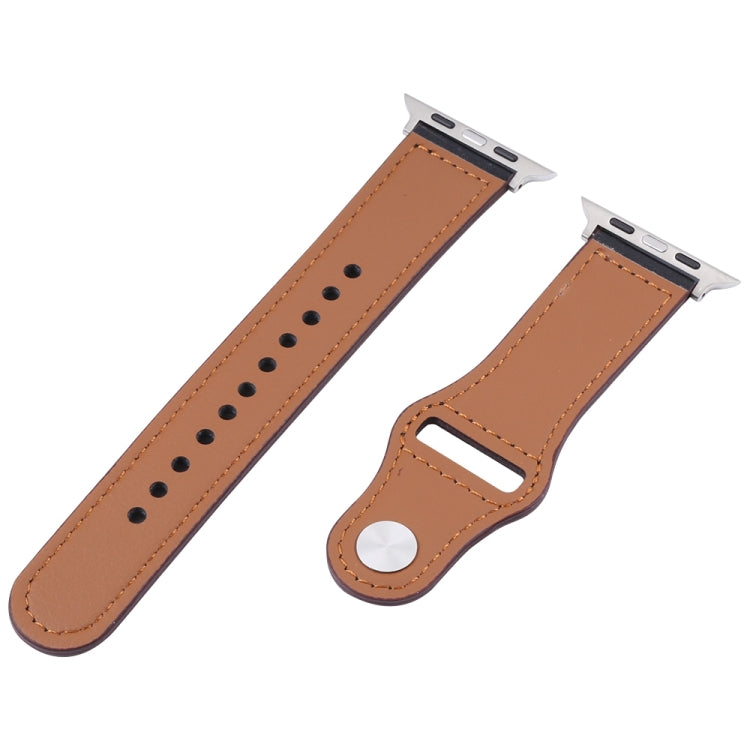 PU Leather Silver Buckle Watch Band For Apple Watch Series, 7 45mm / 6&SE&5&4 44mm / 3&2&1 42mm, 7 41mm / 6&SE&5&4 40mm / 3&2&1 38mm