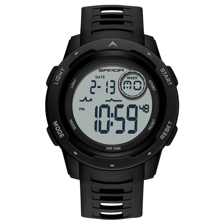 Black dual-display luminous waterproof digital watch with glowing time display.