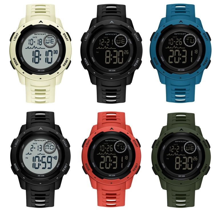 Multi-color dual-display luminous waterproof digital watch set with rubber straps.