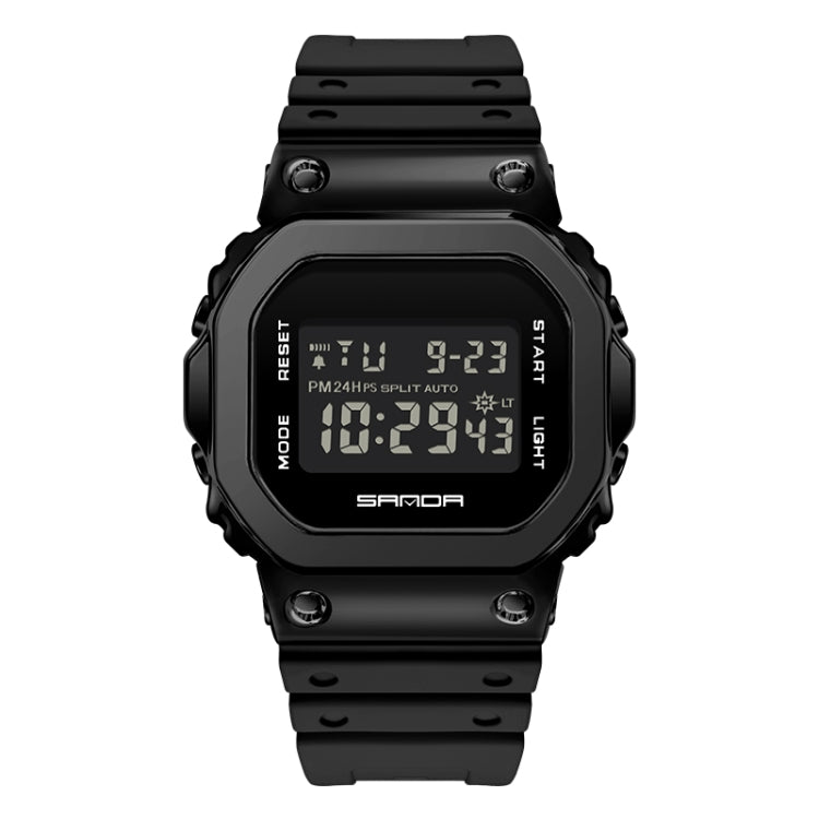 Black digital dual-display sport watch with luminous screen and rugged bezel