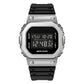 Silver-toned digital dual-display sport watch with luminous screen and bezel