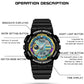 Black dual display sport watch with side buttons and crown, waterproof design