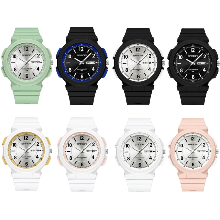 Multi-color waterproof electronic watches with dual calendar, silicone straps, 50 m water resist.