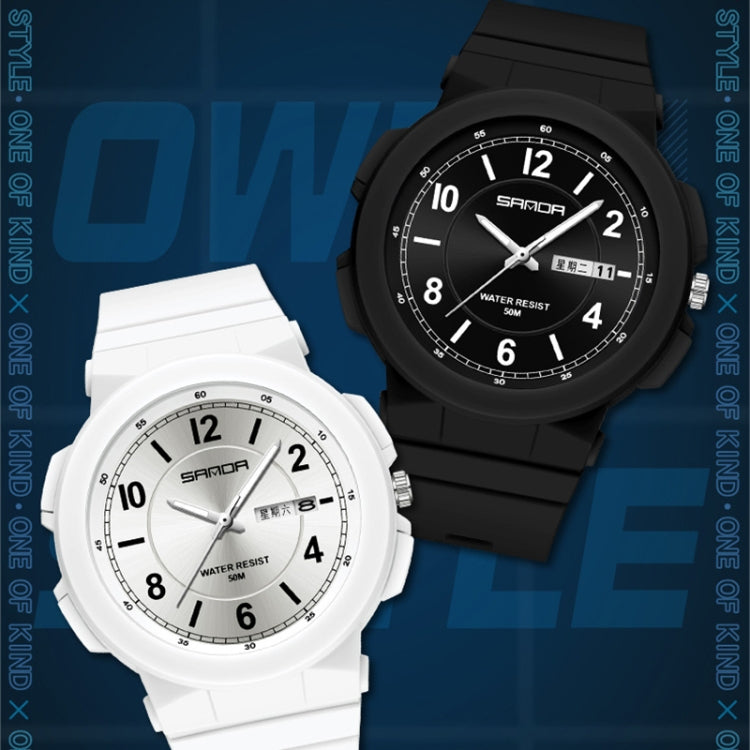 Pair of waterproof electronic watches: black and white TPU straps with dual-calendar dials