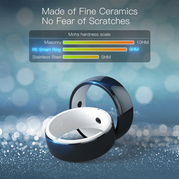 Ceramic smart ring with black outer shell and white inner ring edge