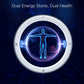 Smart ring with glowing health-themed hologram inside the circular ring frame