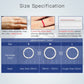 Ring size specification chart showing perimeter measurements for sizes S, M, and L