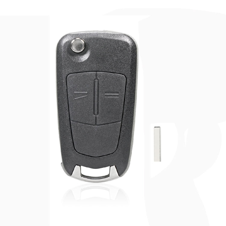 Foldable car key case shell, dark gray with 2-button remote insert and metal key blade