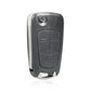 Foldable car key case shell, dark gray with 2-button layout and metal key blade exposed