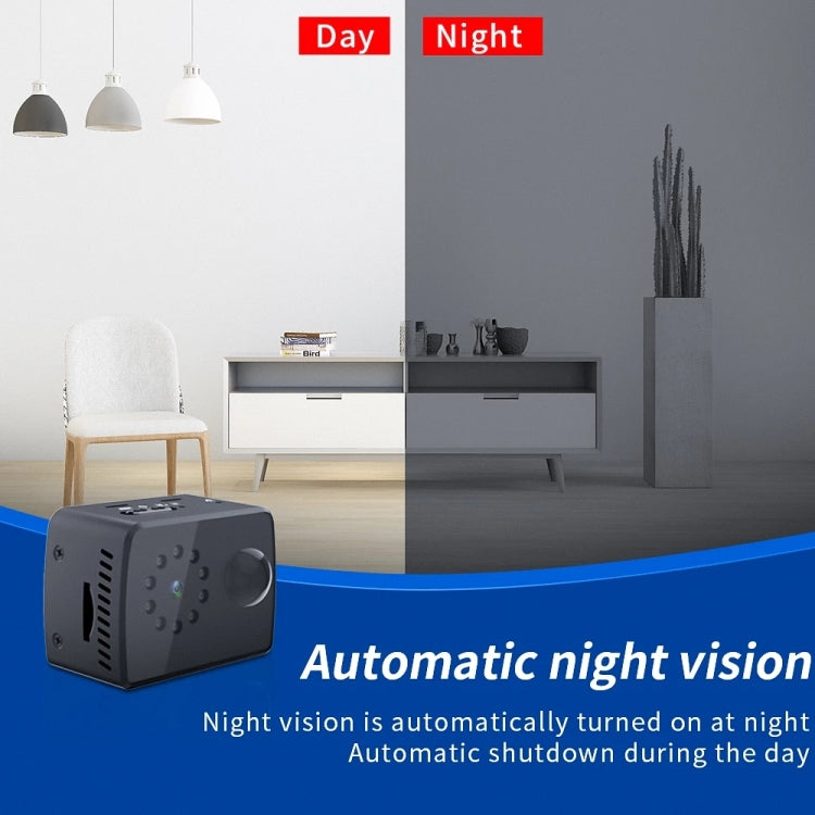 MD20 mini camcorder for automatic night vision with front lens and compact cube body