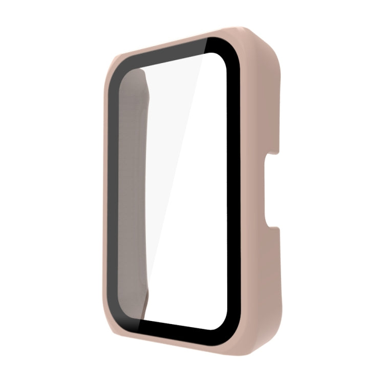 Pink protective watch case with clear screen window, fully enclosed design
