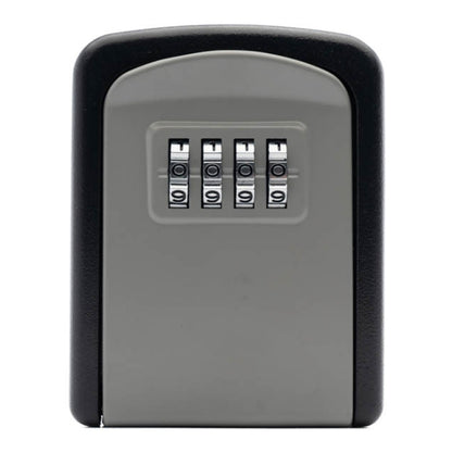 Black 4-digit key storage box with four-number combination dials on the front panel