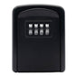 Dark key storage box with four-number combination dials on the front panel