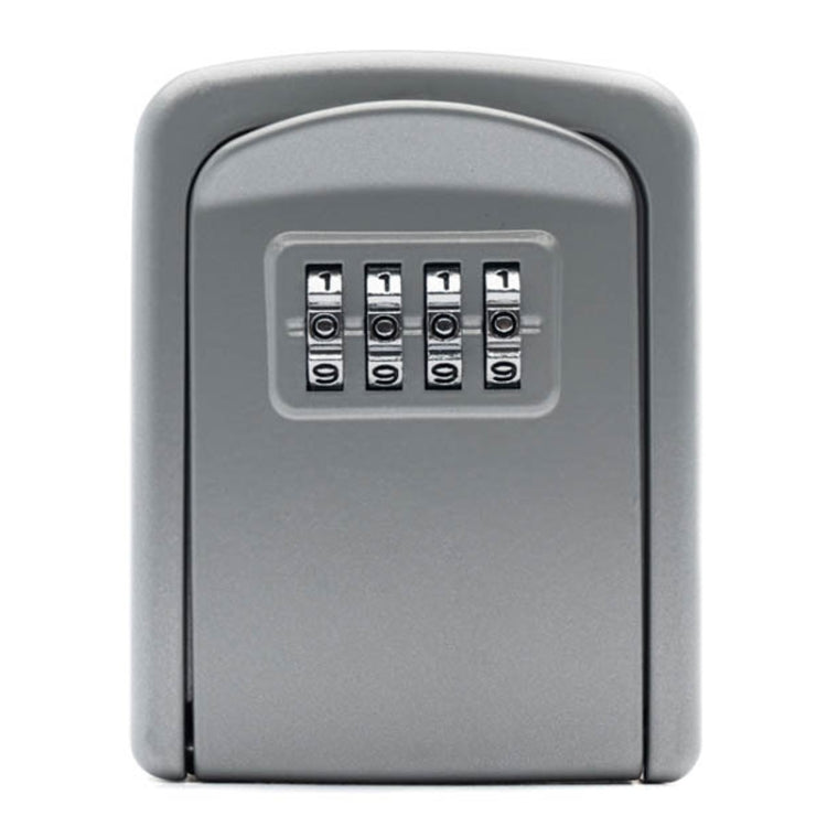 Silver key storage box with four-number combination dials on the front panel