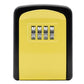 Yellow key storage box with four-number combination dials on the front panel