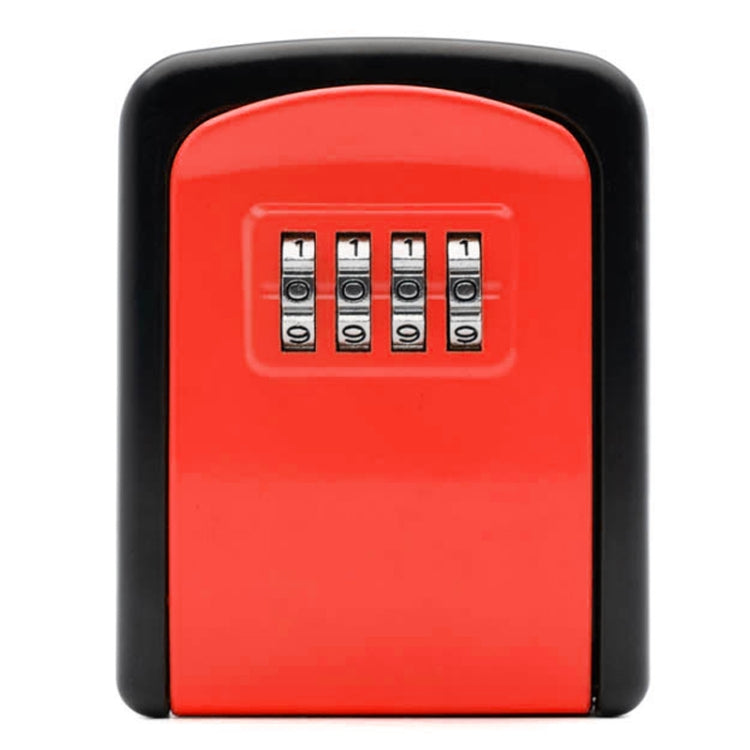 Red key storage box with four-number combination dials on the front panel