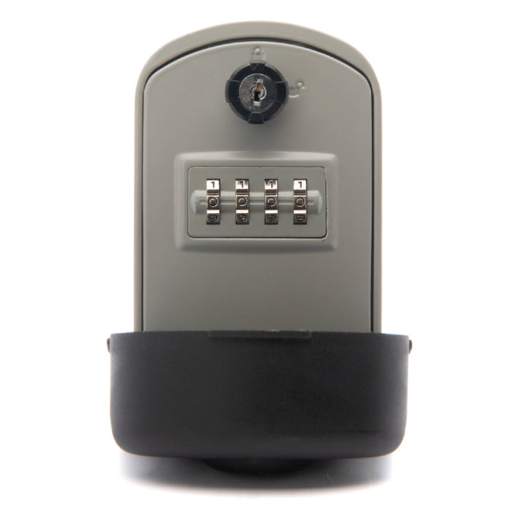 Grey key storage box with reset dial and four-number code keypad under protective cover