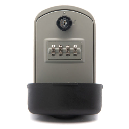 Grey key storage box with reset dial and four-number code keypad under protective cover