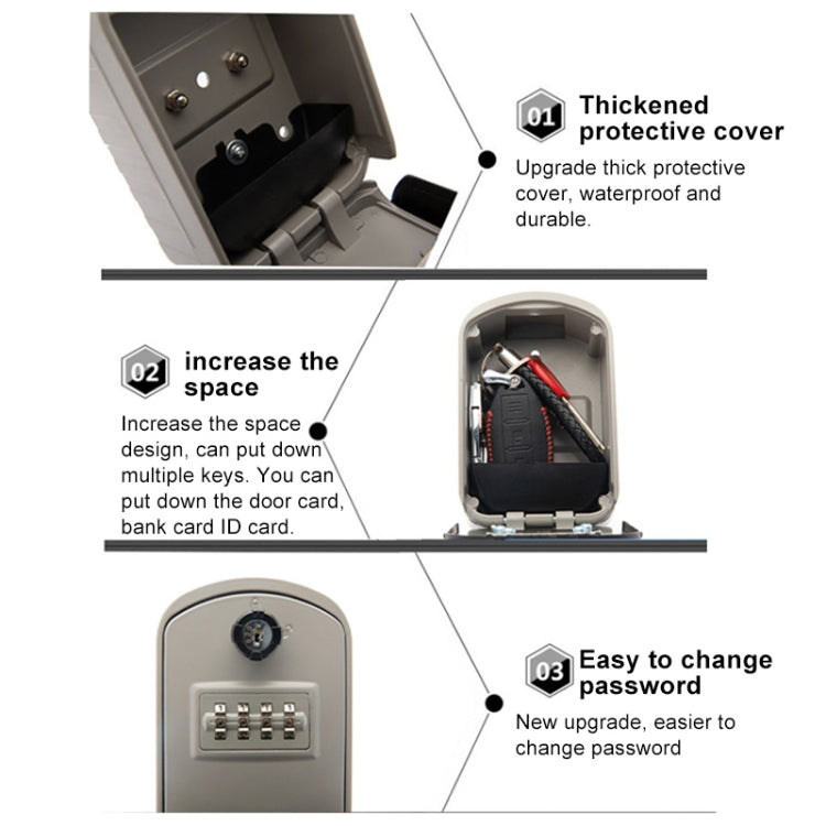 Open key storage box showing internal lock and key compartment hardware
